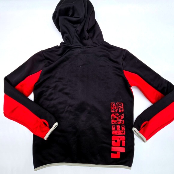 Kids San Francisco 49ers NFL Team Apparel Black Red Zip Hoodie Size Small (8) - Picture 2 of 6